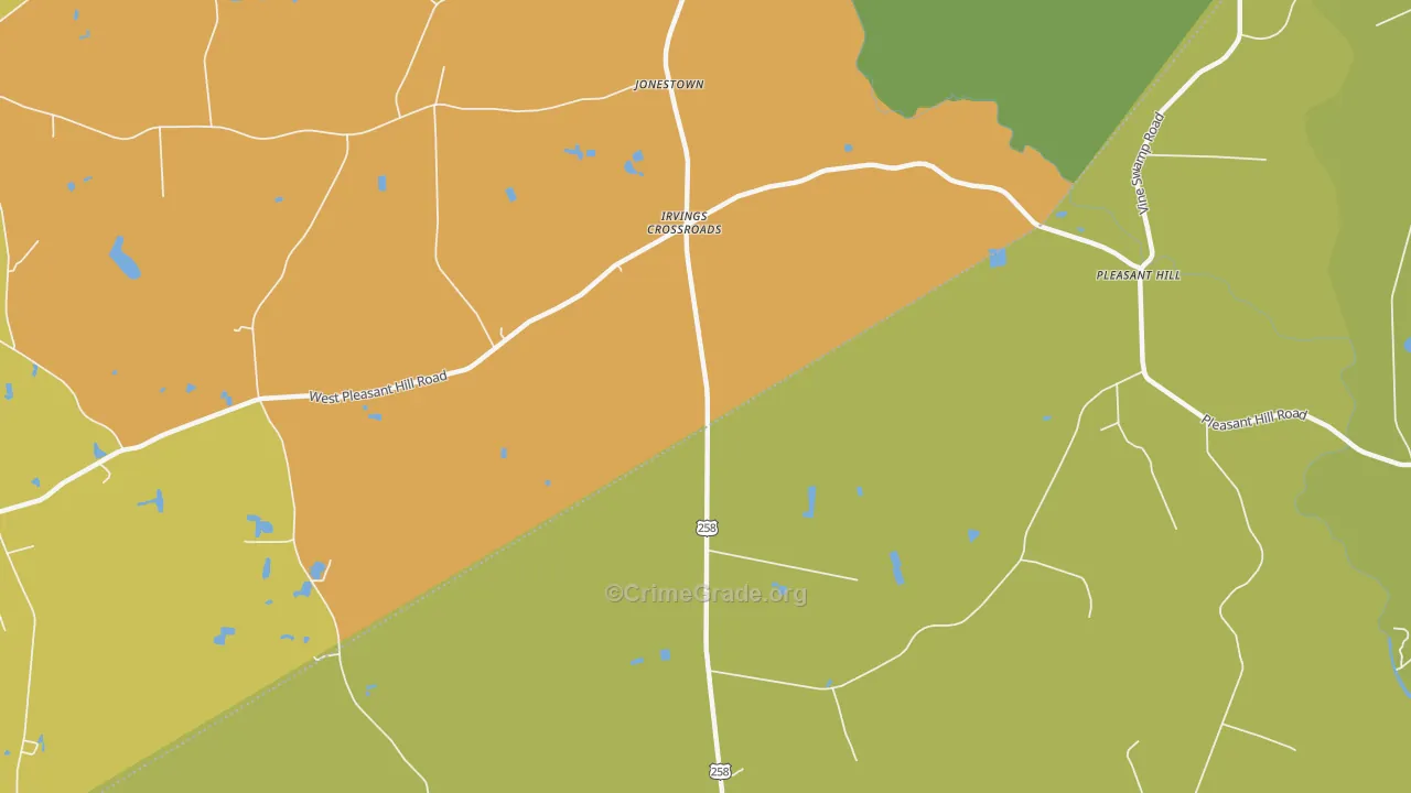 Irvings Crossroads, NC Map of Drug-Related Crime Rates