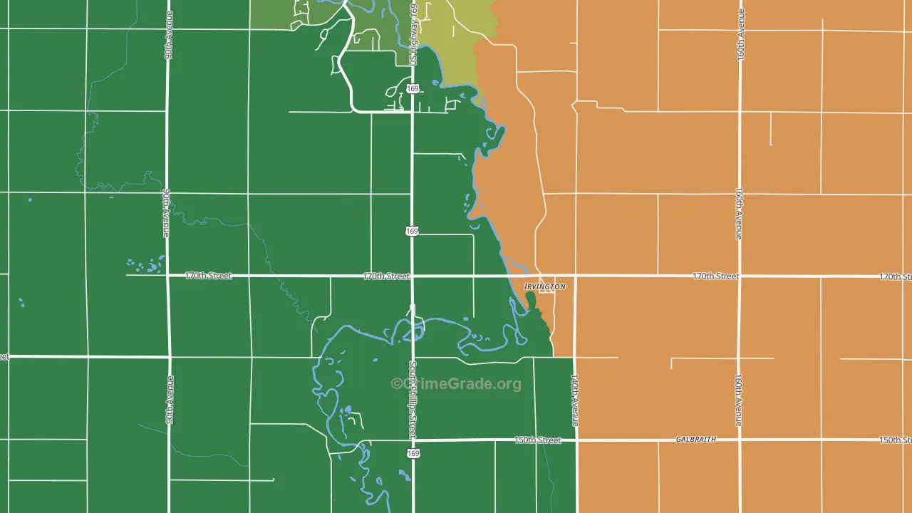 Irvington, IA Map of Drug-Related Crime Rates