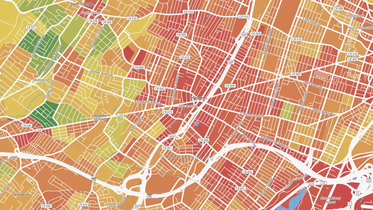 Irvington, NJ Map of Drug-Related Crime Rates