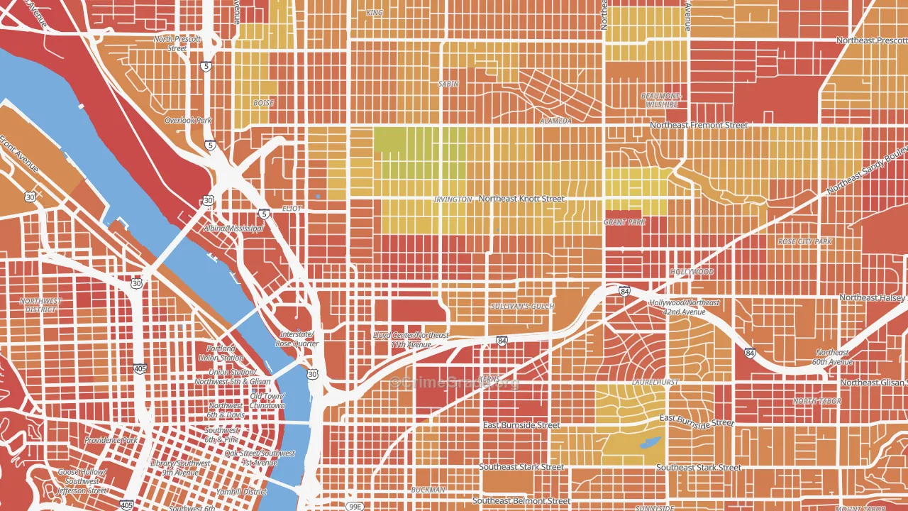 Irvington, Portland, OR Map of Drug-Related Crime Rates