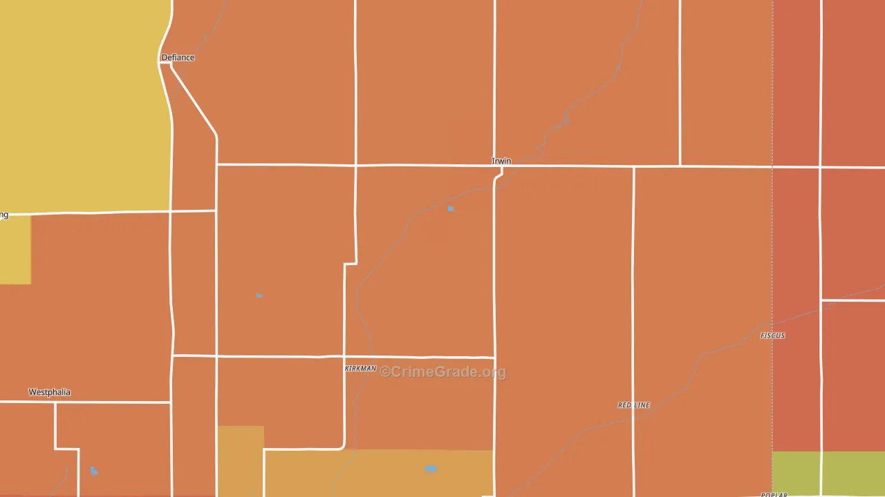 Irwin, IA Map of Drug-Related Crime Rates