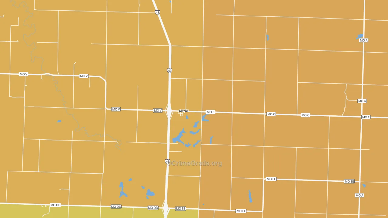 Irwin, MO Map of Drug-Related Crime Rates