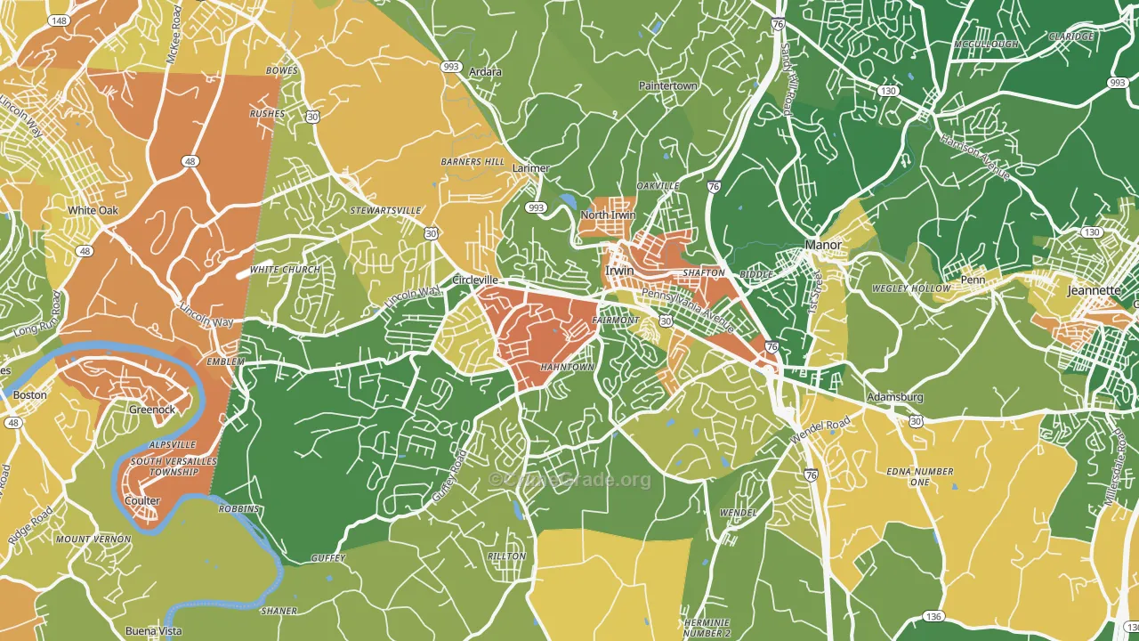 Irwin, PA Map of Drug-Related Crime Rates
