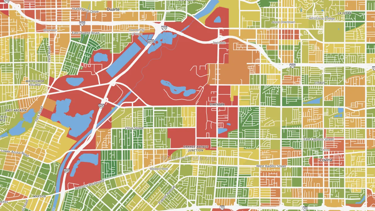 Irwindale, CA Map of Drug-Related Crime Rates
