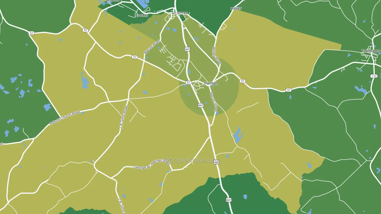 Irwinton, GA Map of Drug-Related Crime Rates