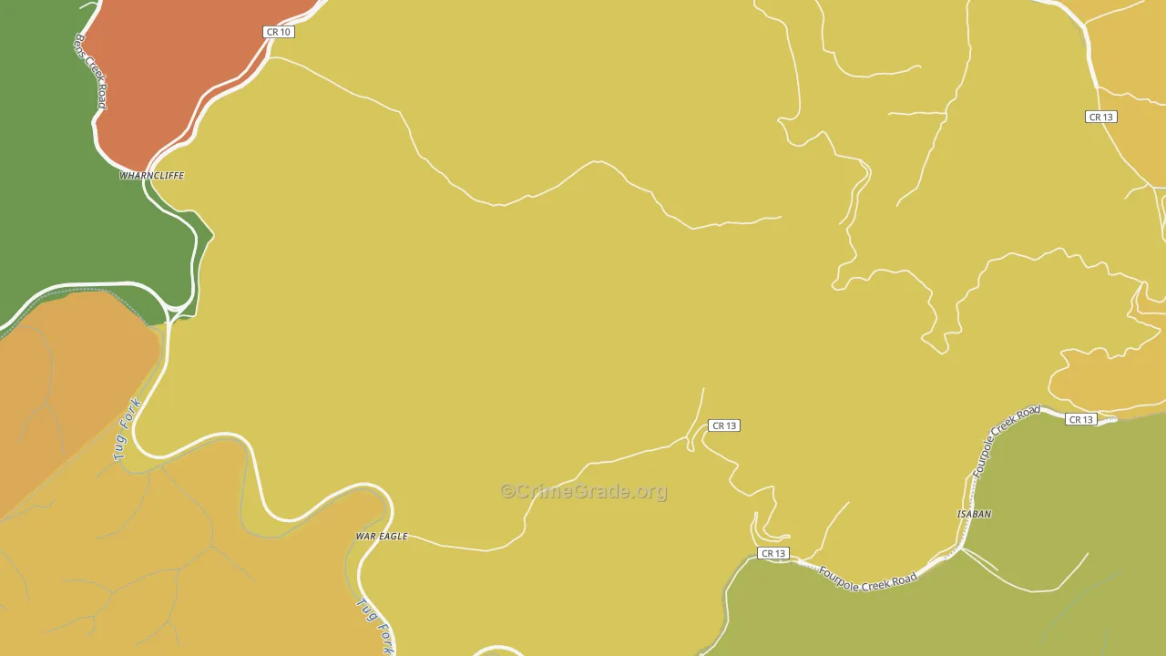 Isaban, WV Map of Drug-Related Crime Rates