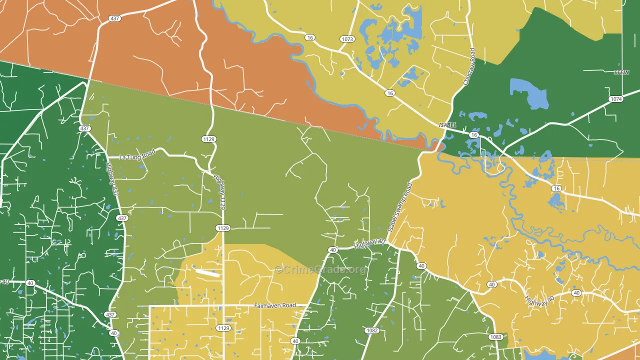 Isabel, LA Map of Drug-Related Crime Rates