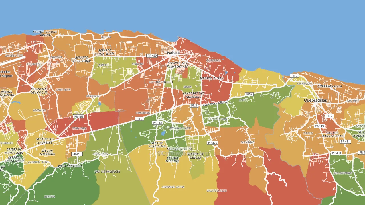 Isabela Municipio, PR Map of Drug-Related Crime Rates