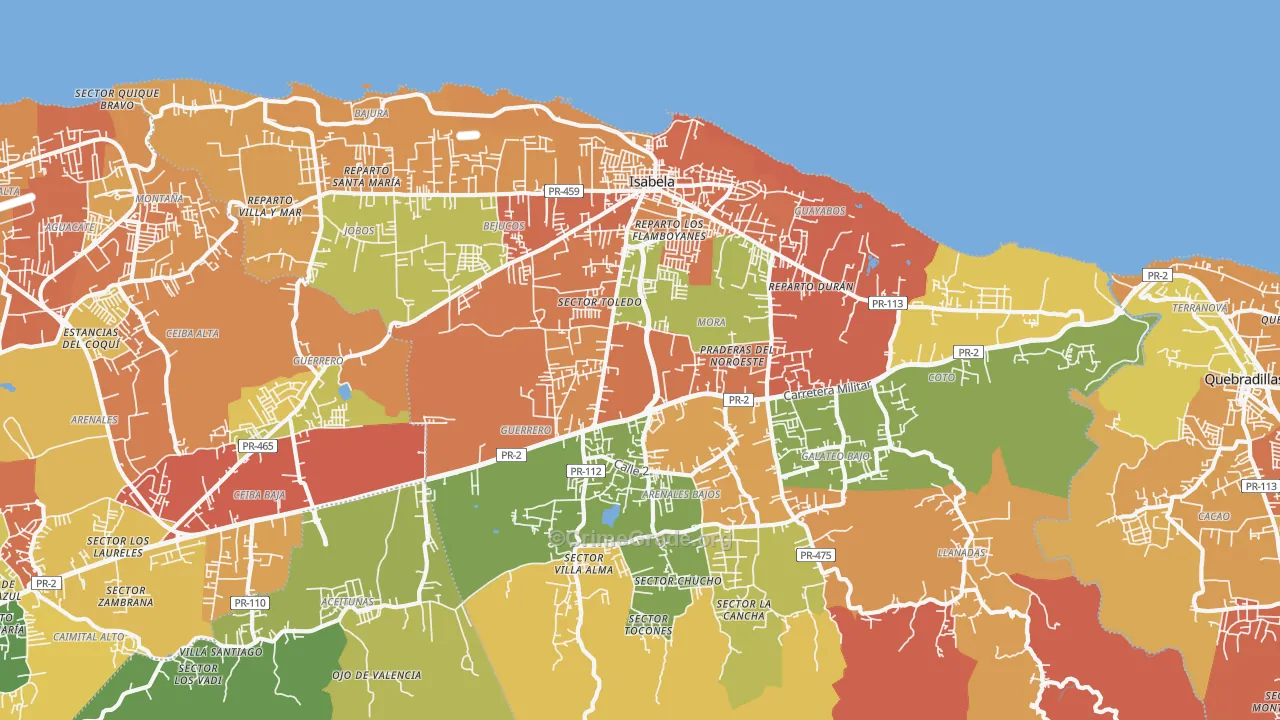 Isabela, PR Map of Drug-Related Crime Rates
