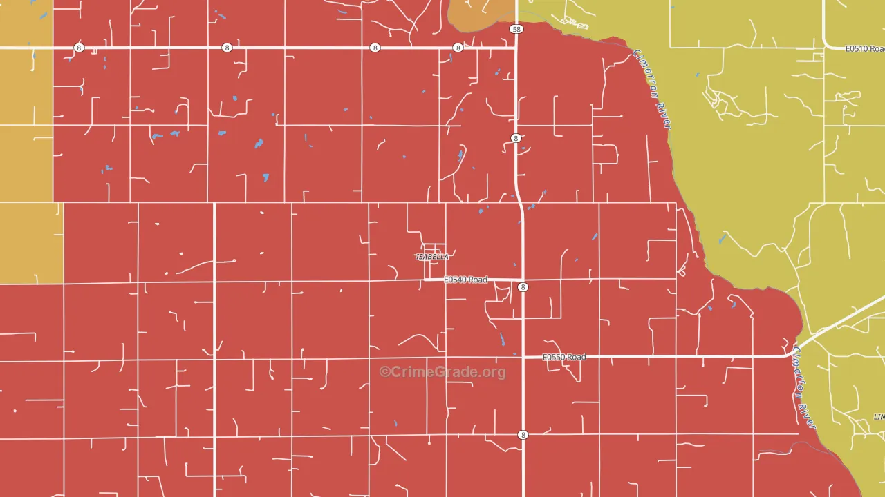 Isabella, OK Map of Drug-Related Crime Rates