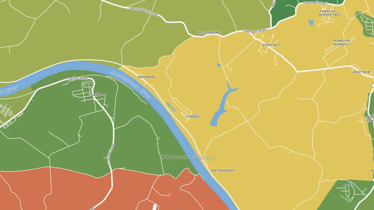 Isabella, PA Map of Drug-Related Crime Rates