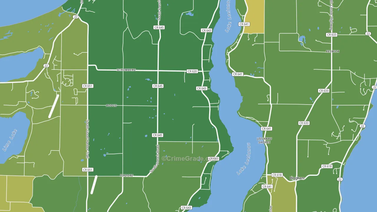 Isadore, MI Map of Drug-Related Crime Rates