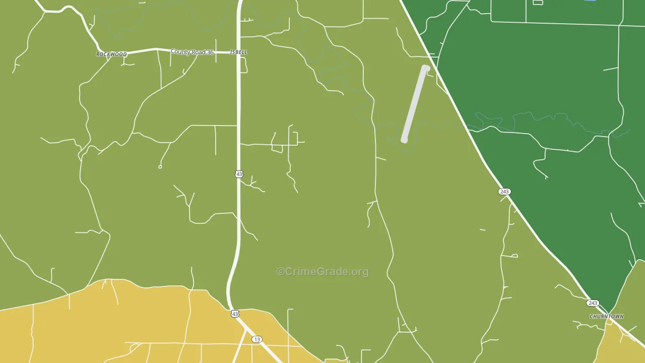 Isbell, AL Map of Drug-Related Crime Rates