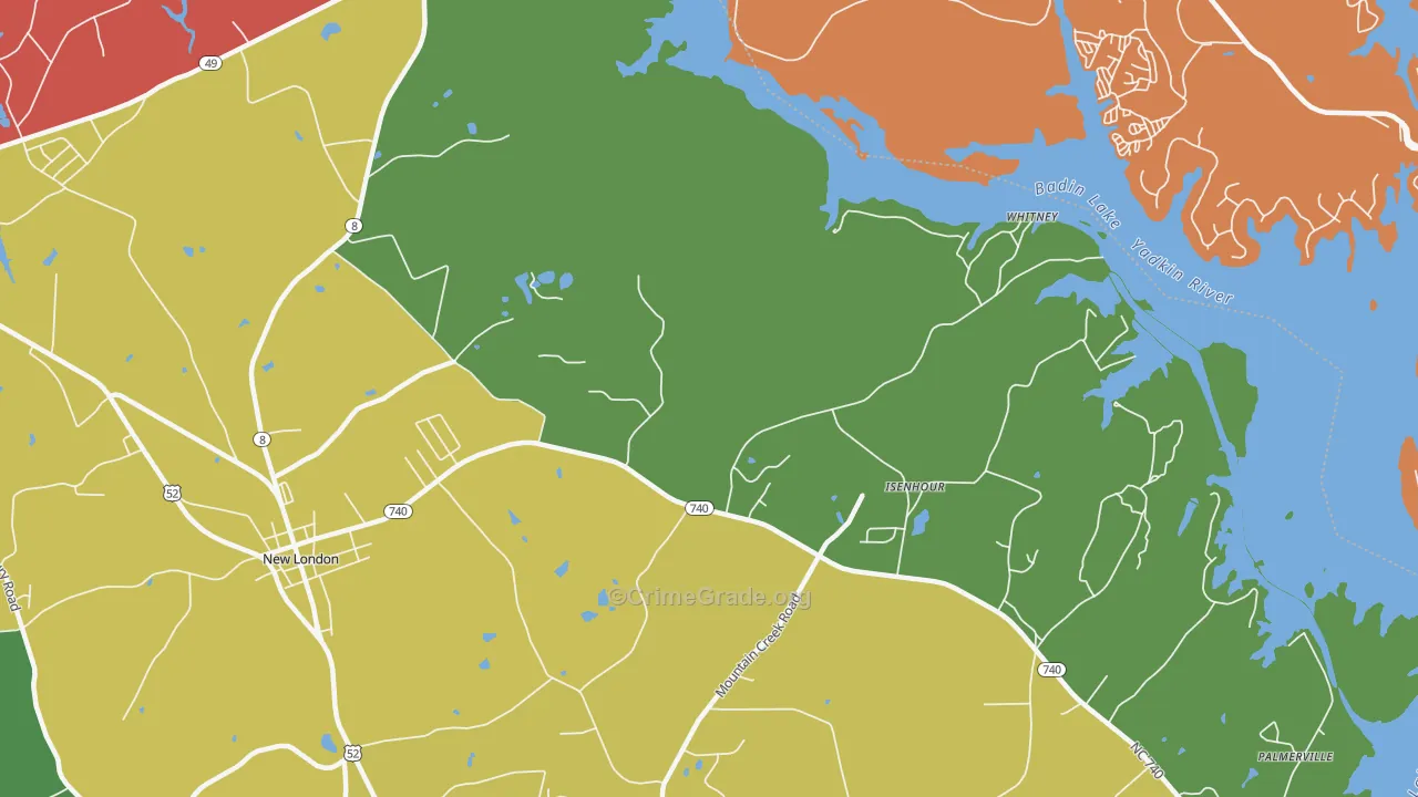 Isenhour, NC Map of Drug-Related Crime Rates