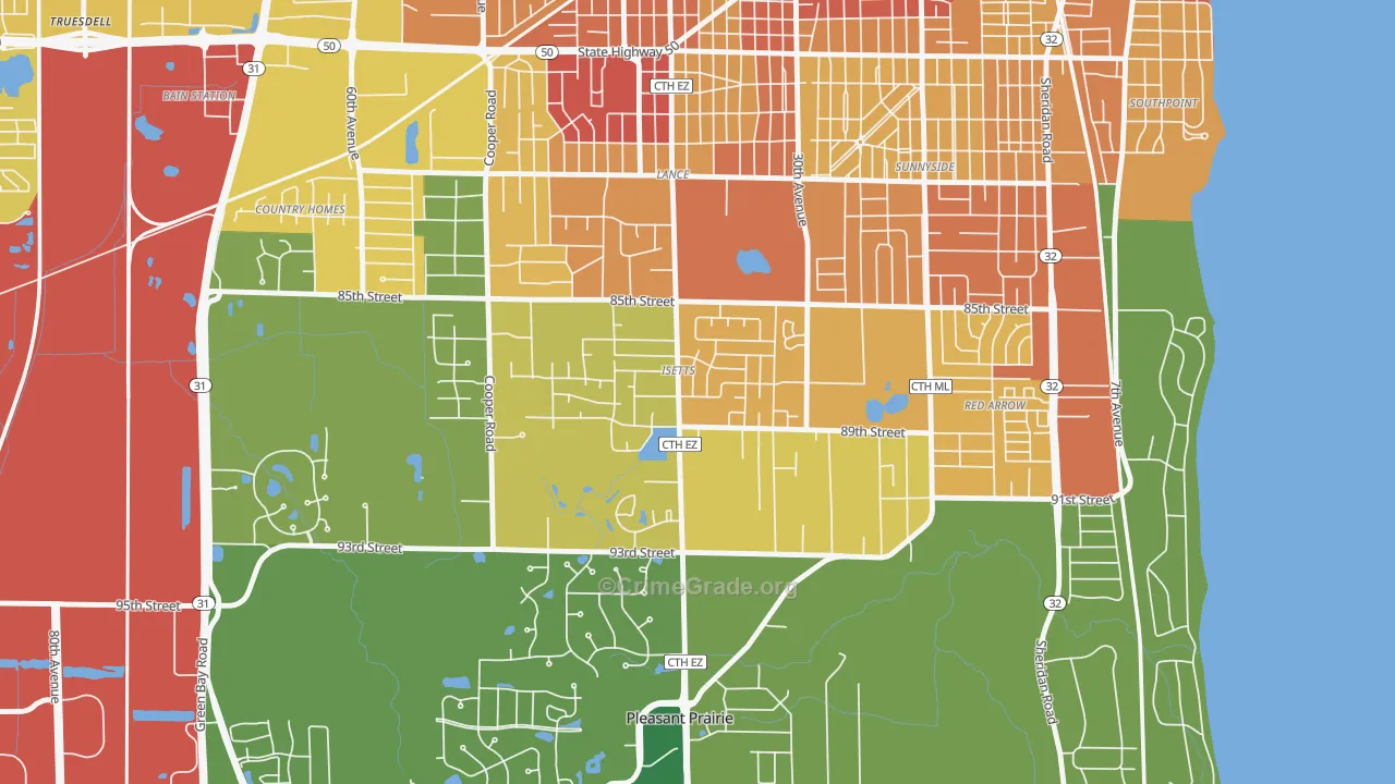Isetts, Kenosha, WI Map of Drug-Related Crime Rates