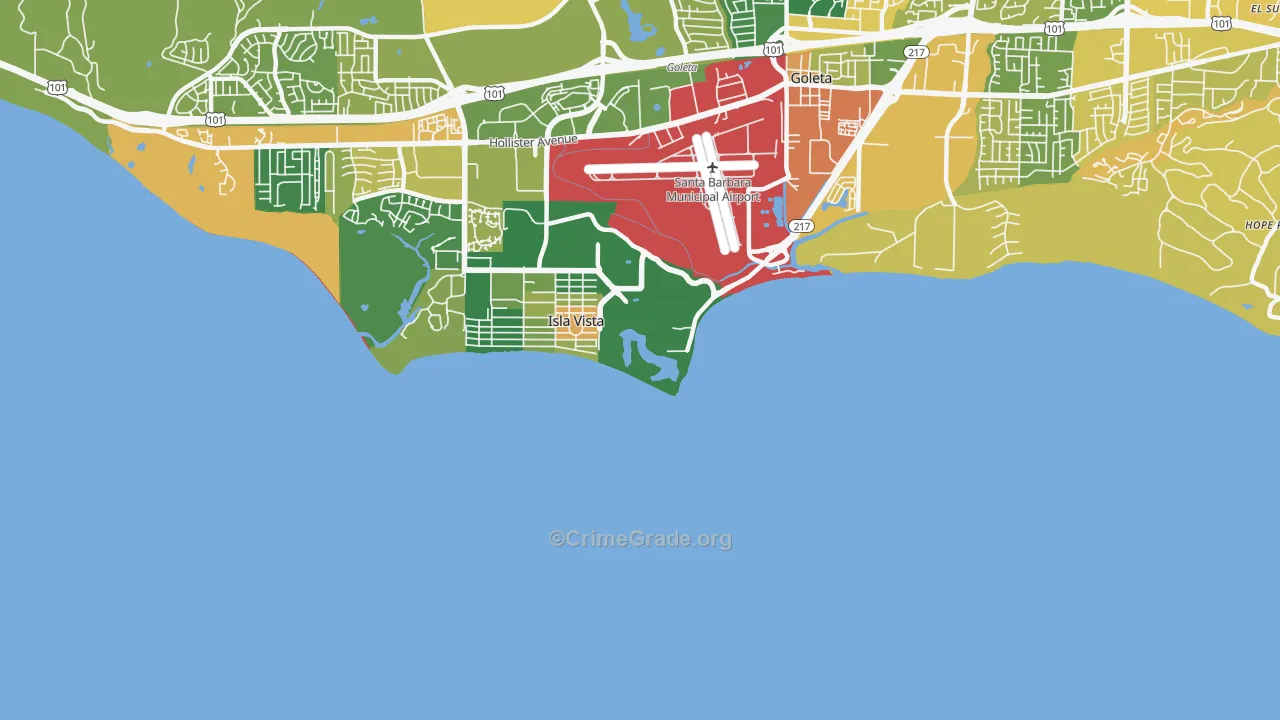 Isla Vista, CA Map of Drug-Related Crime Rates