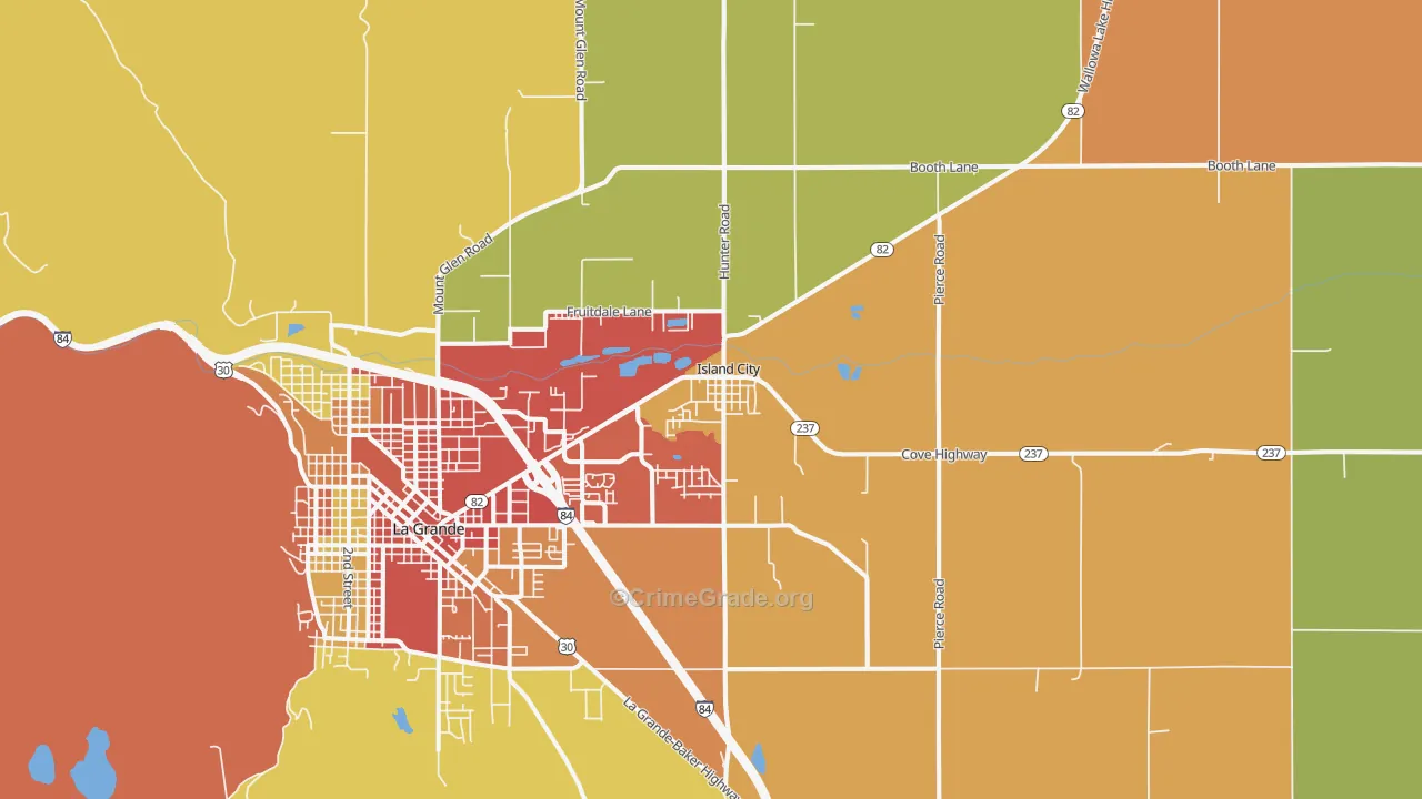 Island City, OR Map of Drug-Related Crime Rates