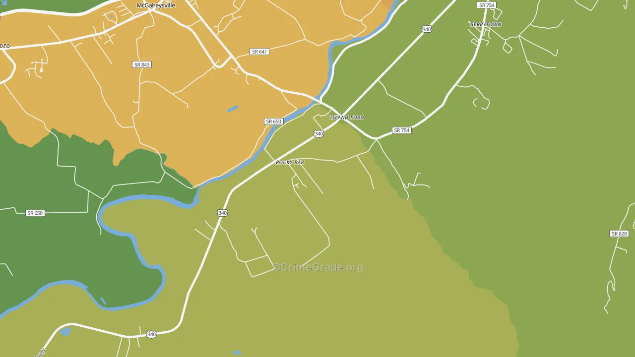 Island Ford, VA Map of Drug-Related Crime Rates