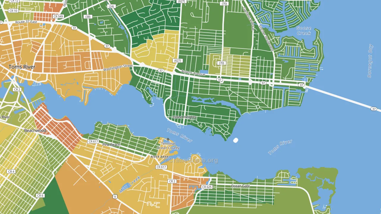 Island Heights, NJ Map of Drug-Related Crime Rates