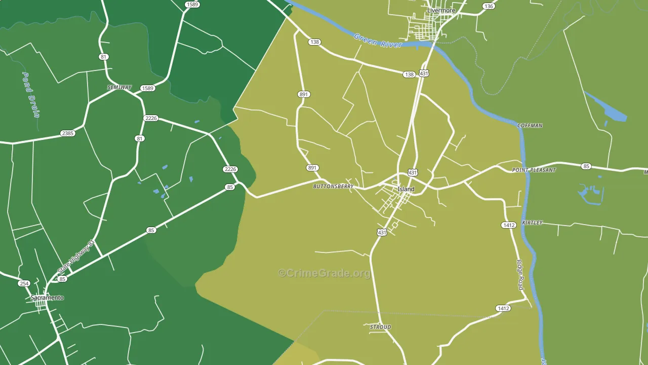 Island, KY Map of Drug-Related Crime Rates