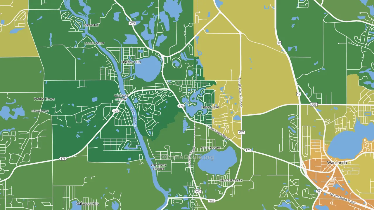 Island Lake, IL Map of Drug-Related Crime Rates