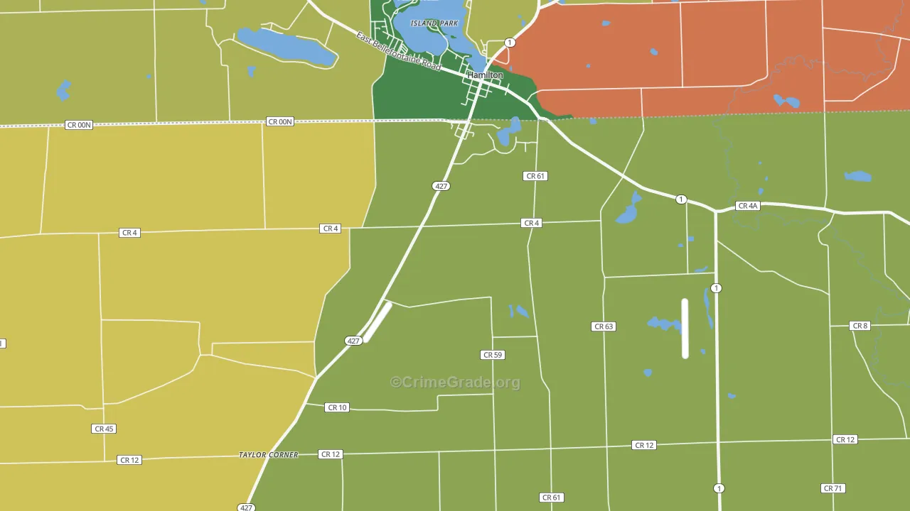 Island Park, IN Map of Drug-Related Crime Rates