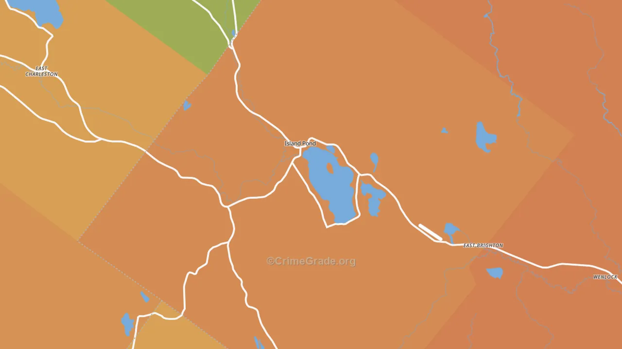 Island Pond, VT Map of Drug-Related Crime Rates