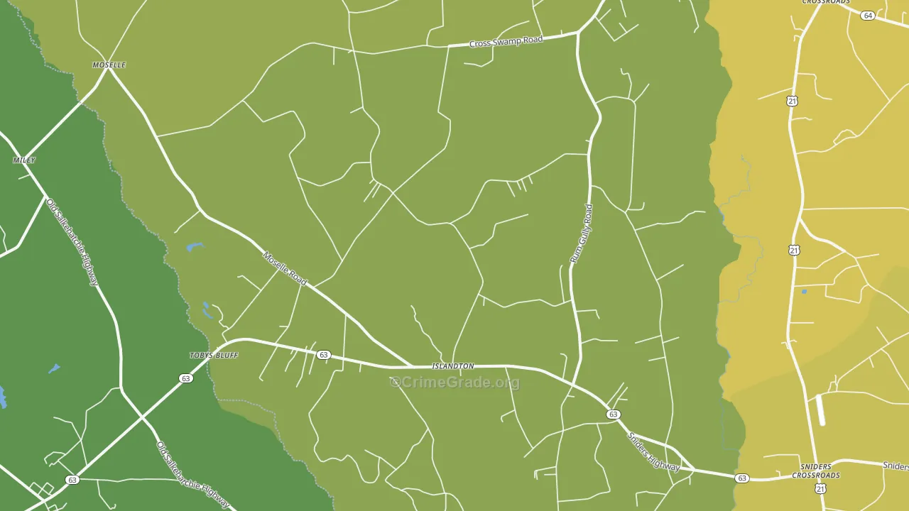 Islandton, SC Map of Drug-Related Crime Rates