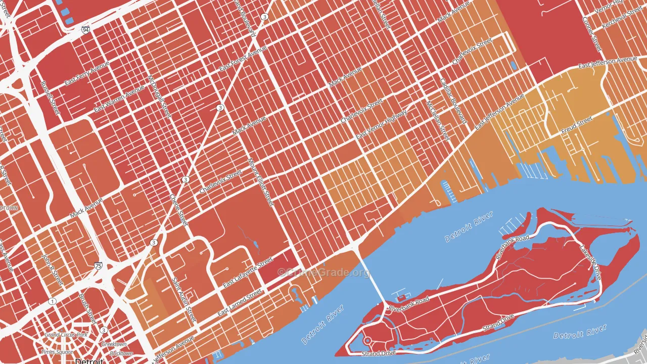 Islandview, Detroit, MI Map of Drug-Related Crime Rates