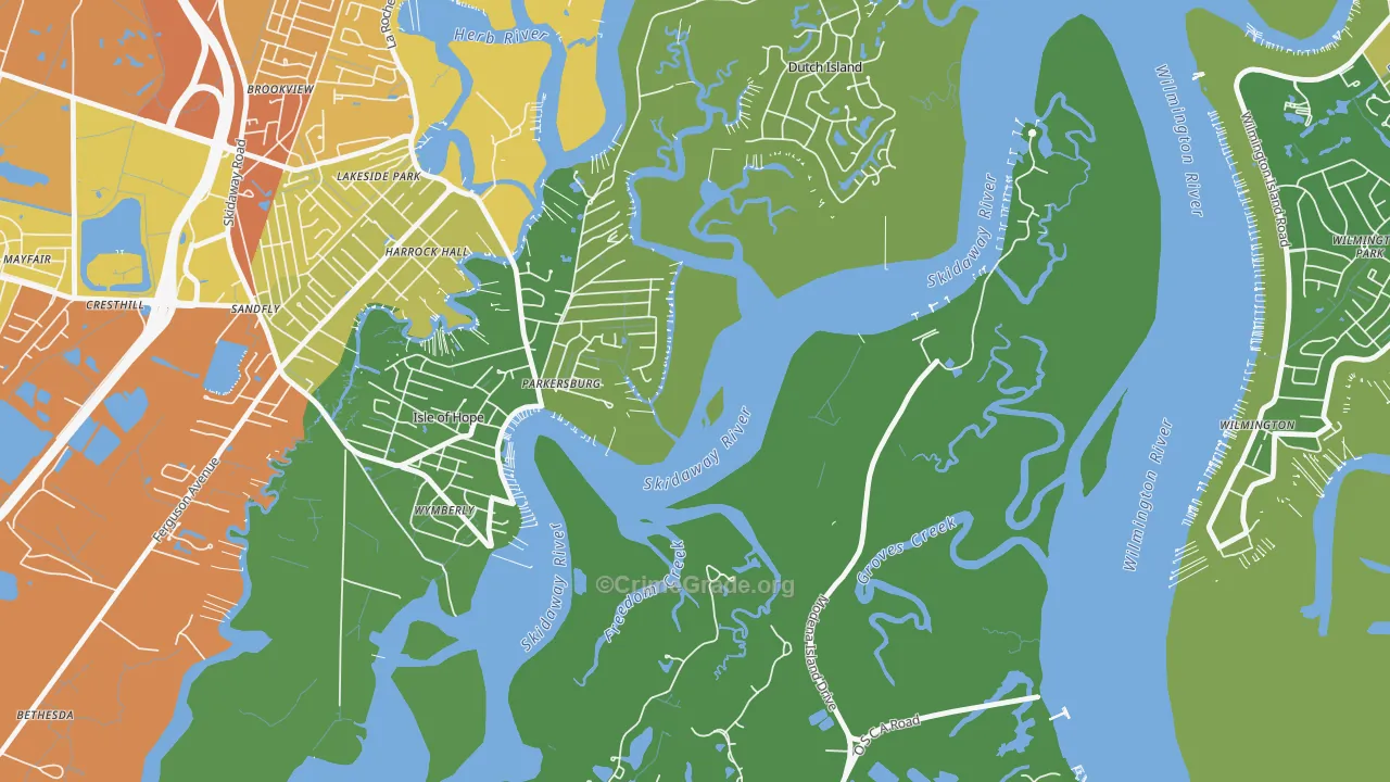 Isle of Hope, GA Map of Drug-Related Crime Rates