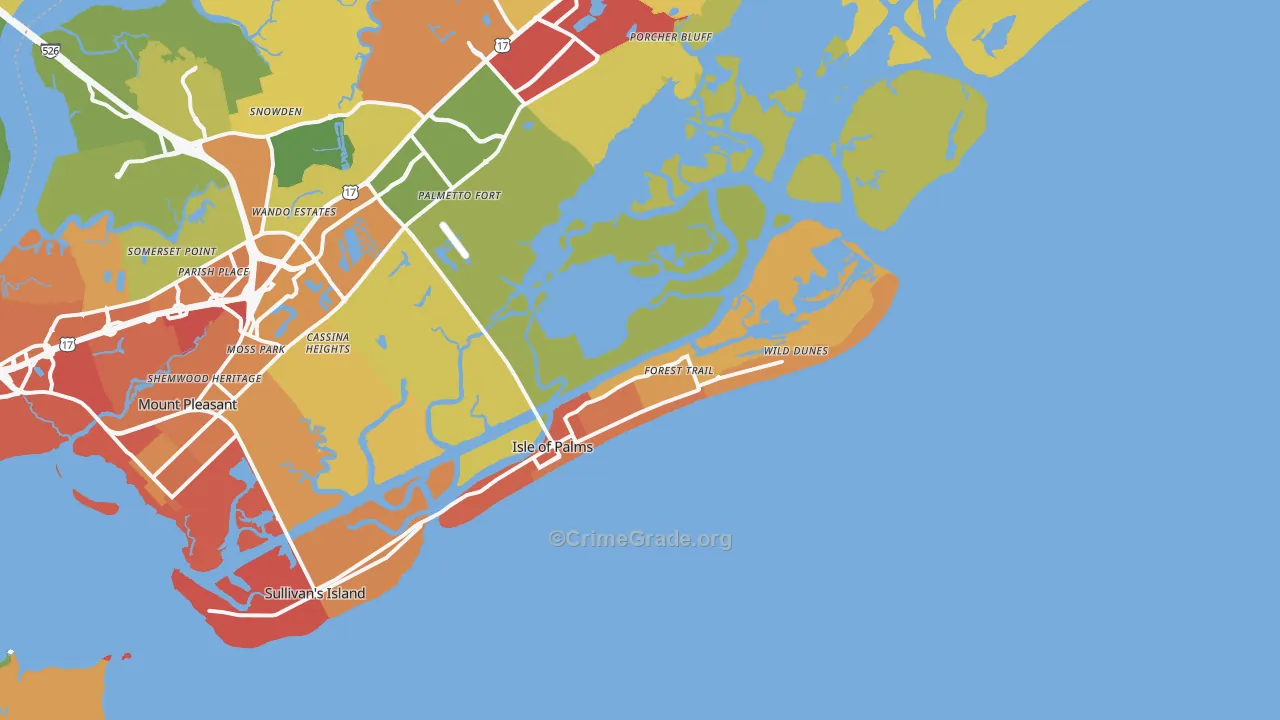 Isle Of Palms, SC Map of Drug-Related Crime Rates