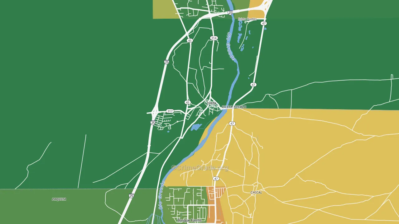 Isleta, NM Map of Drug-Related Crime Rates