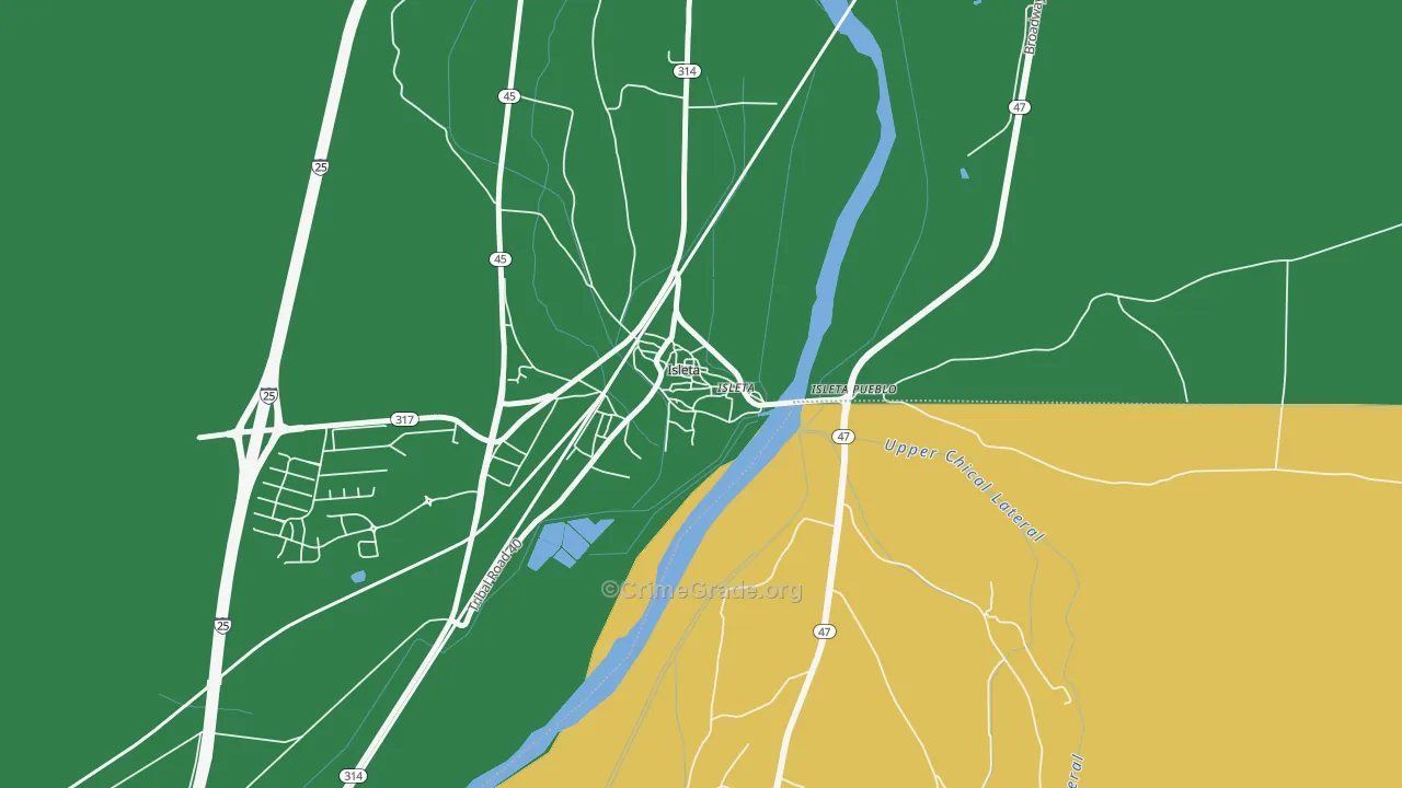 Isleta Village Proper, NM Map of Drug-Related Crime Rates