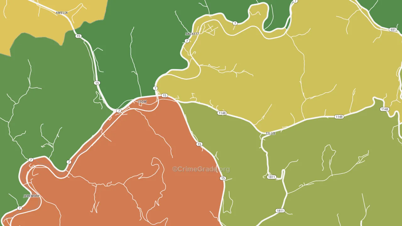 Isom, KY Map of Drug-Related Crime Rates