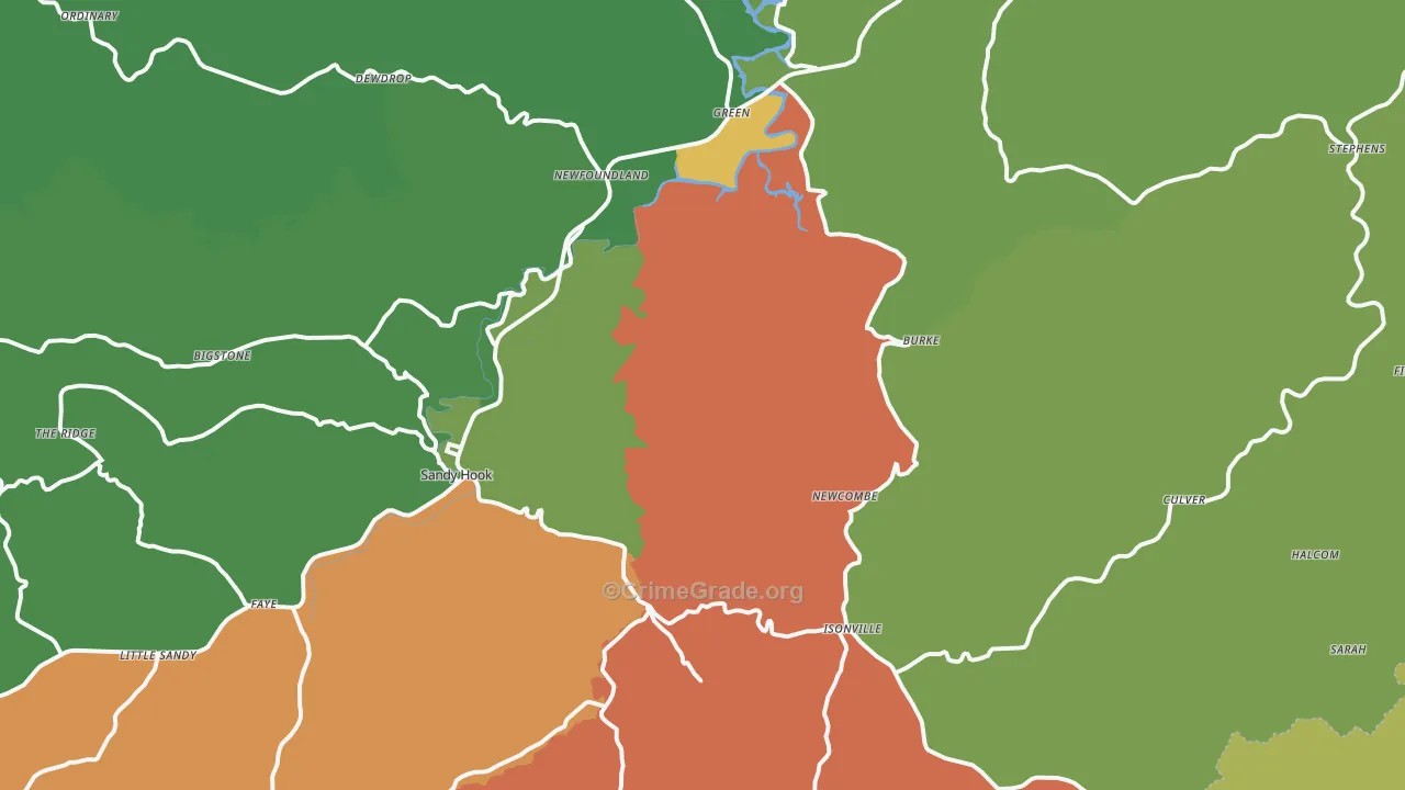 Isonville, KY Map of Drug-Related Crime Rates