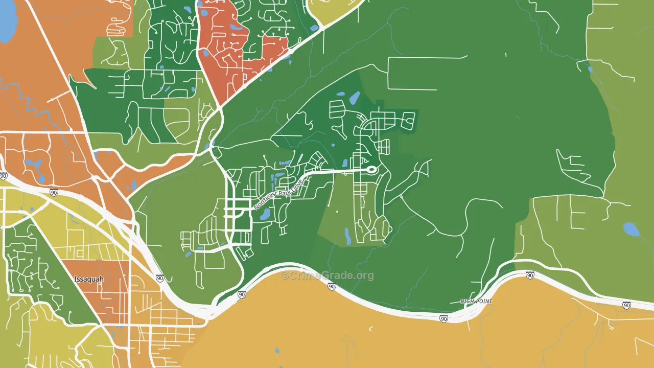 Issaquah Highlands, Issaquah, WA Map of Drug-Related Crime Rates