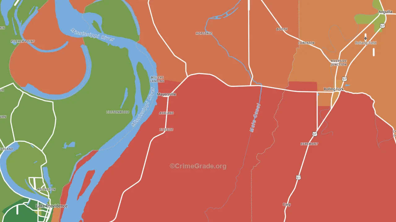 Issaquena County, MS Map of Drug-Related Crime Rates