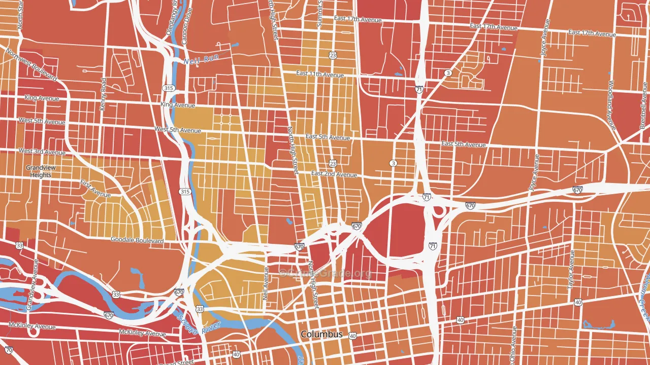 Italian Village, Columbus, OH Map of Drug-Related Crime Rates