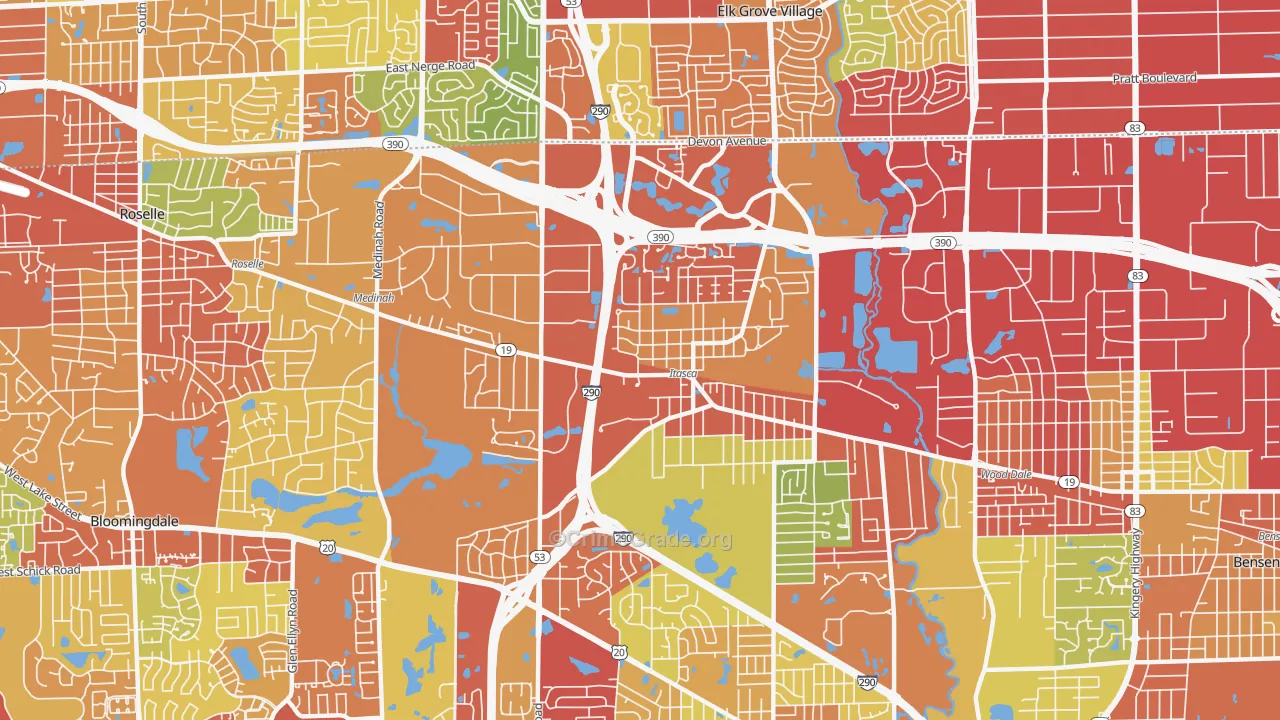 Itasca, IL Map of Drug-Related Crime Rates