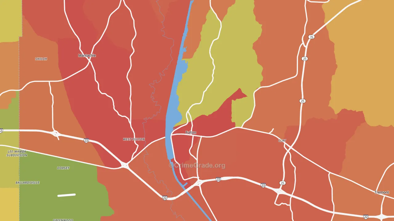 Itawamba County, MS Map of Drug-Related Crime Rates