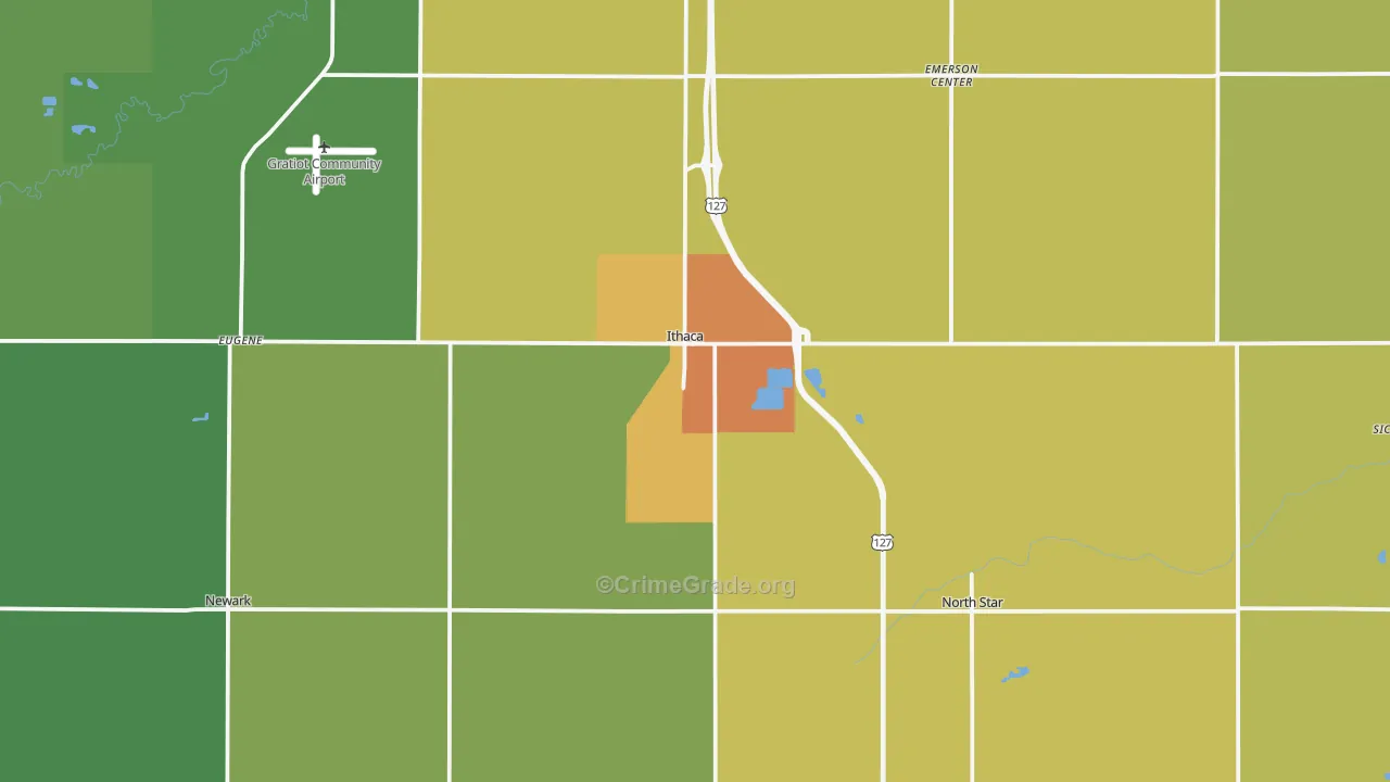 Ithaca, MI Map of Drug-Related Crime Rates