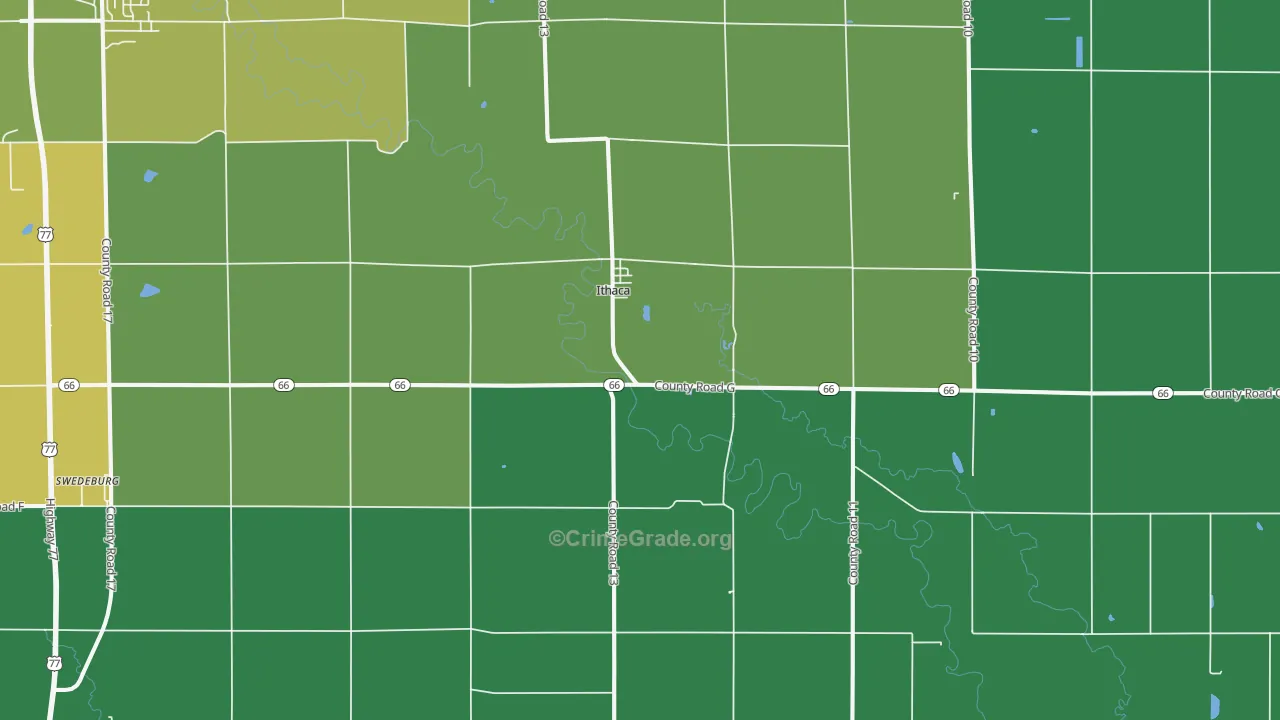 Ithaca, NE Map of Drug-Related Crime Rates