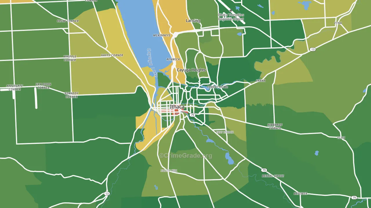 Ithaca, NY Map of Drug-Related Crime Rates