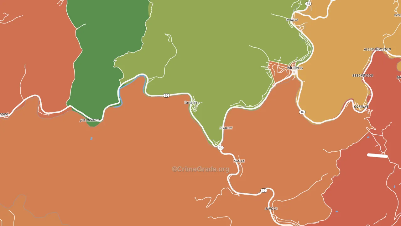 Itmann, WV Map of Drug-Related Crime Rates