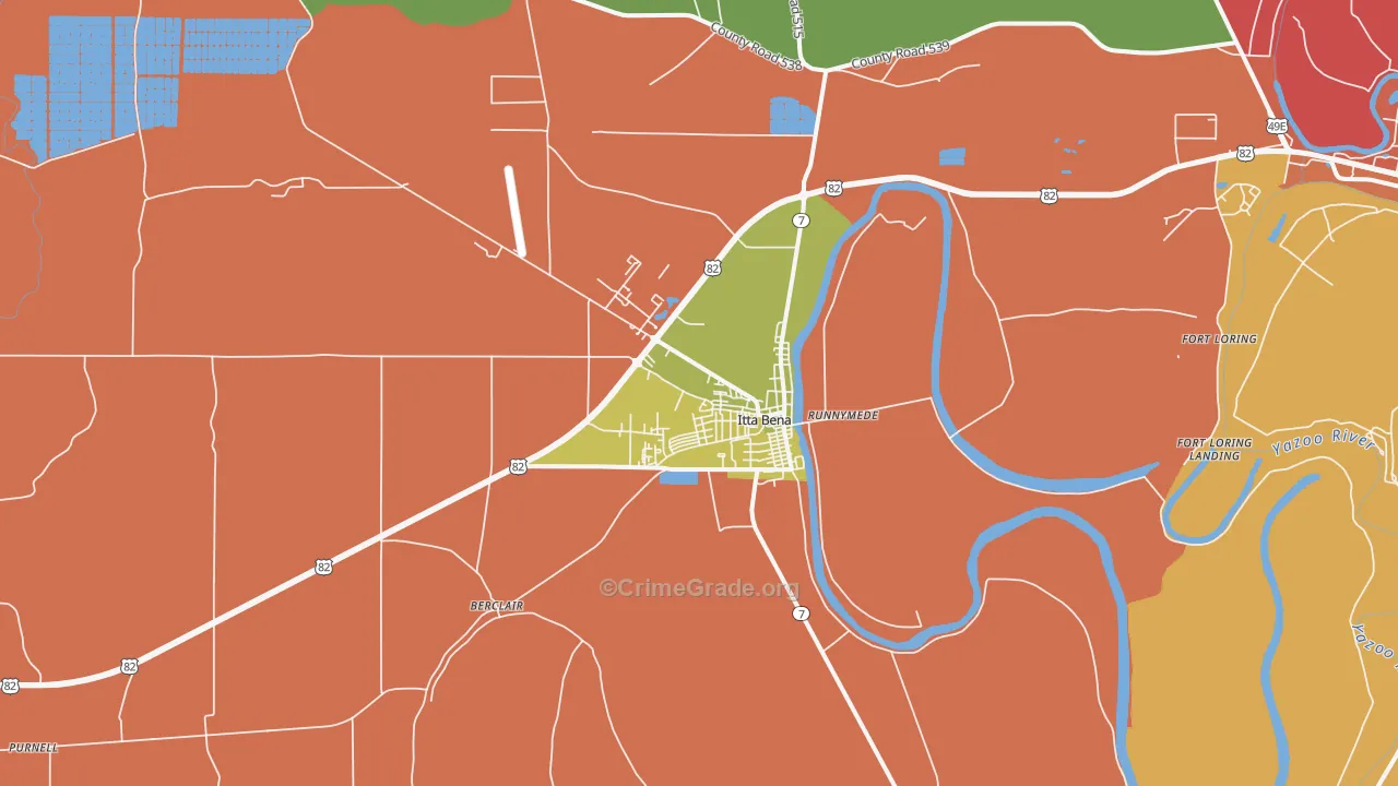 Itta Bena, MS Map of Drug-Related Crime Rates
