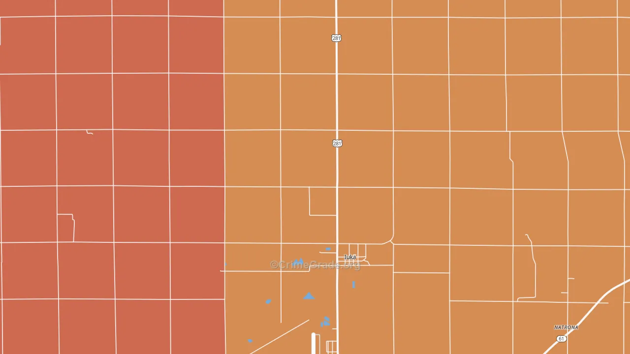 Iuka, KS Map of Drug-Related Crime Rates