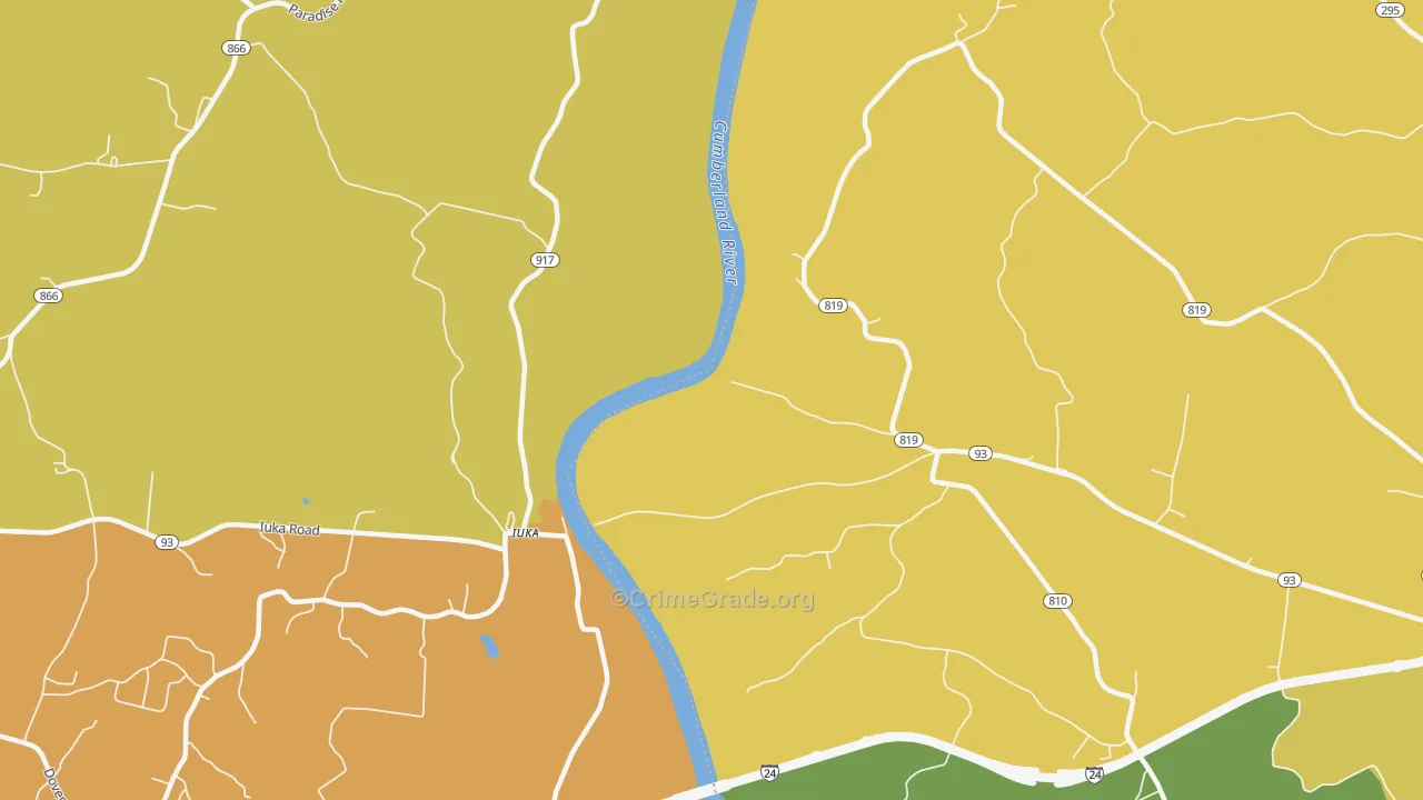 Iuka, KY Map of Drug-Related Crime Rates