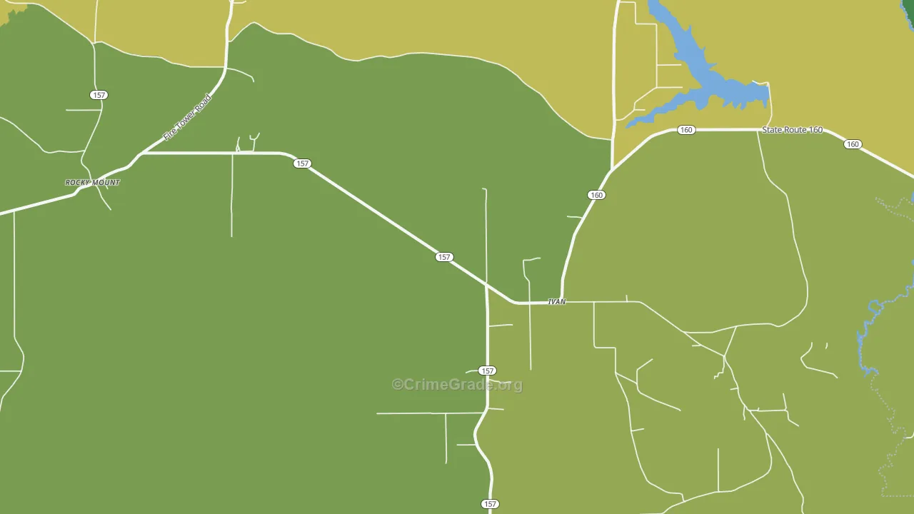 Ivan, LA Map of Drug-Related Crime Rates