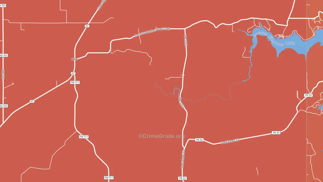 Ivan, TX Map of Drug-Related Crime Rates