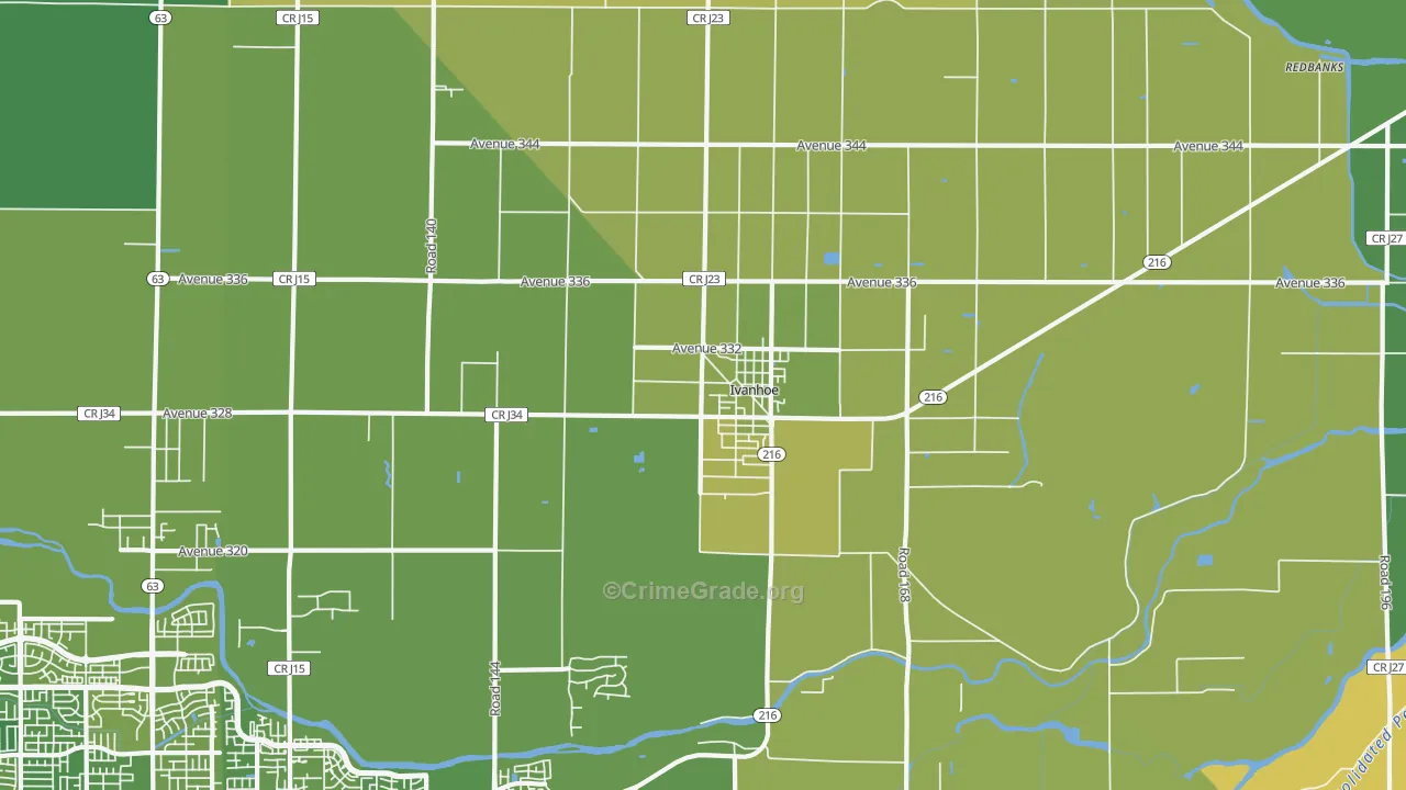 Ivanhoe, CA Map of Drug-Related Crime Rates